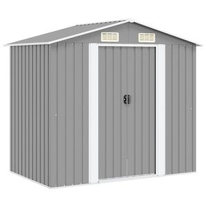 vidaXL Caseta de jard&iacute;n de metal 204x132x186 cm gris