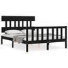 vidaXL Estructura cama de matrimonio con cabecero madera maciza negro