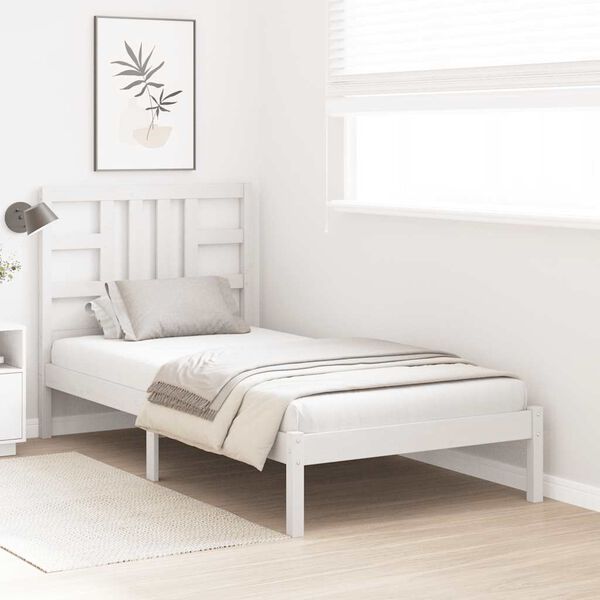 vidaXL Estructura de cama individual madera maciza blanco 90x190 cm