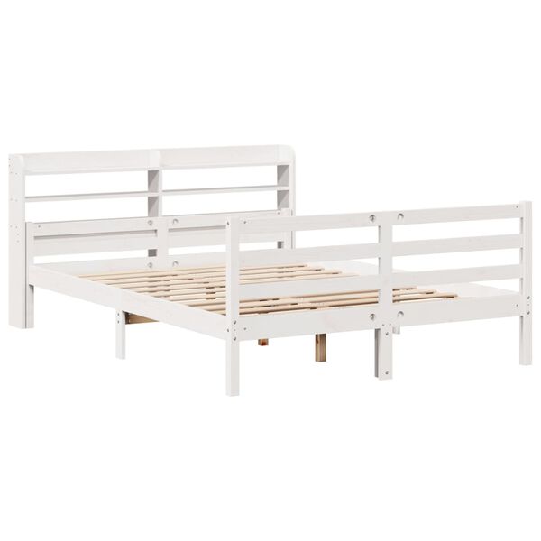 vidaXL Estructura de cama con cabecero madera de pino blanco 150x200cm