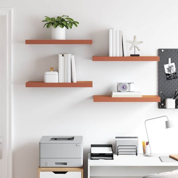 vidaXL Estante de pared 4 pcs Rojo 60 x 23 x 4 cm Madera de ingenier&iacute;a