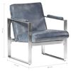 vidaXL Sill&oacute;n de cuero aut&eacute;ntico gris 60x73x77 cm