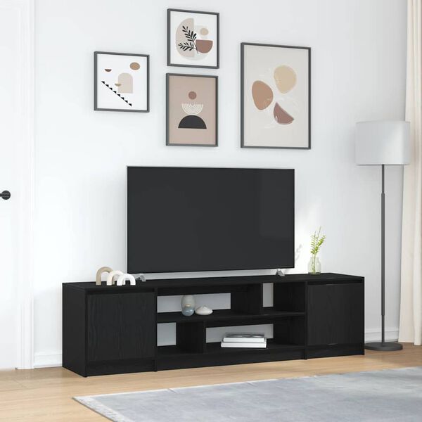 vidaXL Mueble de TV de madera de roble negro 188,5x41x50 cm