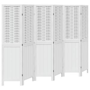 vidaXL Biombo separador de 6 paneles madera maciza Paulownia blanco