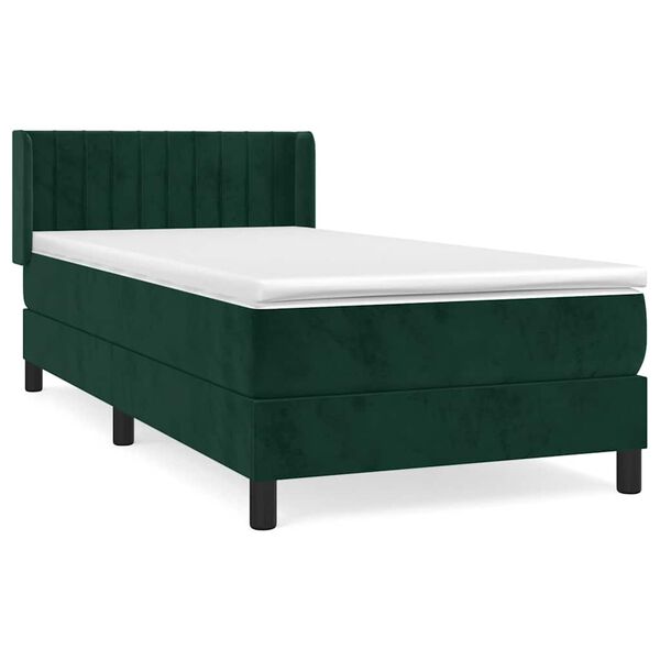 vidaXL Cama box spring con colch&oacute;n terciopelo verde oscuro 80x200 cm