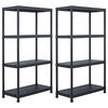vidaXL Estanter&iacute;a de pl&aacute;stico 2 unidades 60x30x138 cm negro