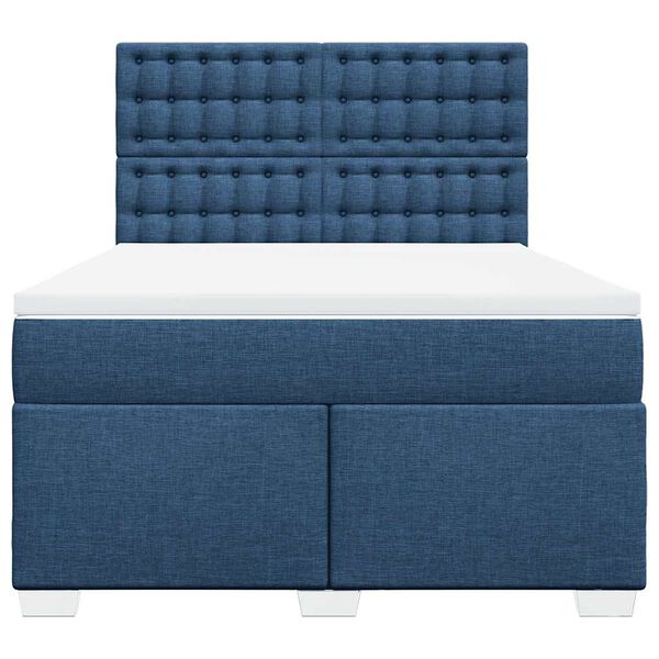 vidaXL Cama box spring con colch&oacute;n tela azul 140x190 cm