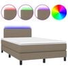 vidaXL Cama box spring con colch&oacute;n LED tela gris taupe 120x200 cm