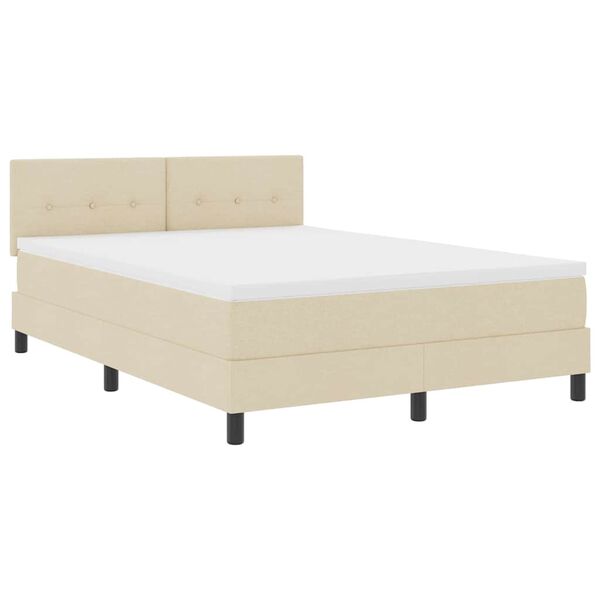 vidaXL Cama tipo Box Spring con colch&oacute;n Crema 140 x 190 cm tela