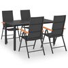 vidaXL Juego de comedor para jard&iacute;n 5 piezas negro y marr&oacute;n