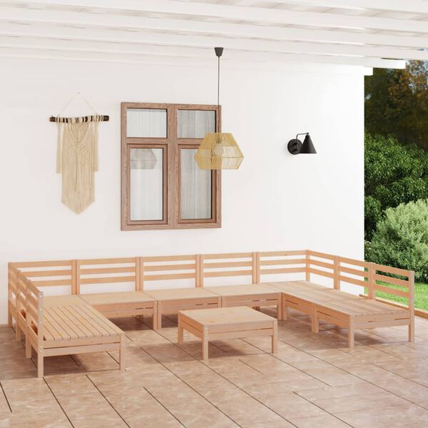 vidaXL Juego muebles de jard&iacute;n 10 piezas madera maciza pino