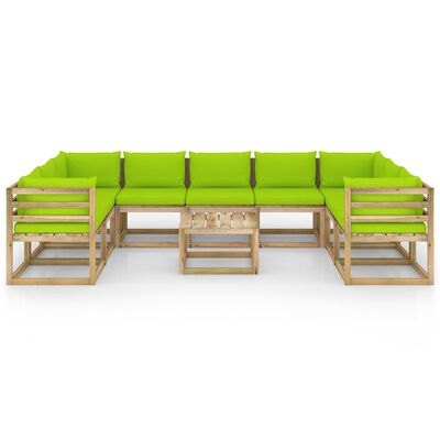 vidaXL Set de muebles de jardín 10 pzas con cojines madera impregnada