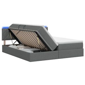 vidaXL Cama de almacenamiento LED con colch&oacute;n Gris oscuro 180 x 200 cm