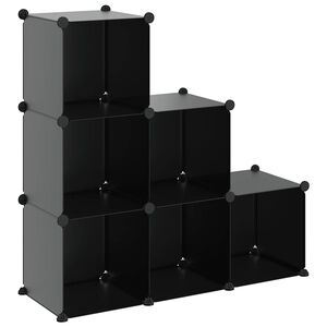 vidaXL Estanter&iacute;a de cubos con 6 compartimentos negro PP