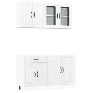 vidaXL Conjunto de armarios de cocina "Lucca" de 4 piezas en madera de ingenier&iacute;a blanca brillante