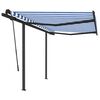 vidaXL Toldo manual retr&aacute;ctil con postes azul y blanco 3x2,5 m