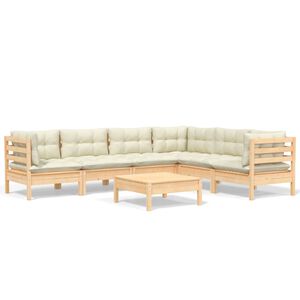 vidaXL Muebles de jard&iacute;n 7 pzas y cojines madera maciza de pino crema