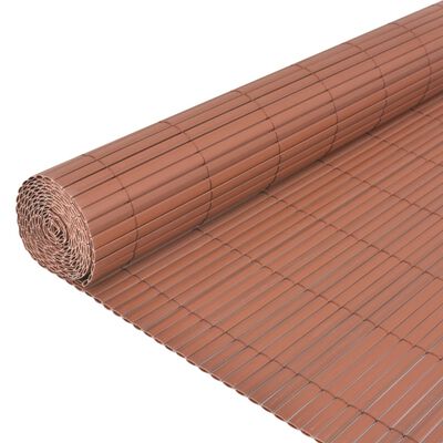 vidaXL Valla de jardín de doble cara PVC marrón 90x500 cm