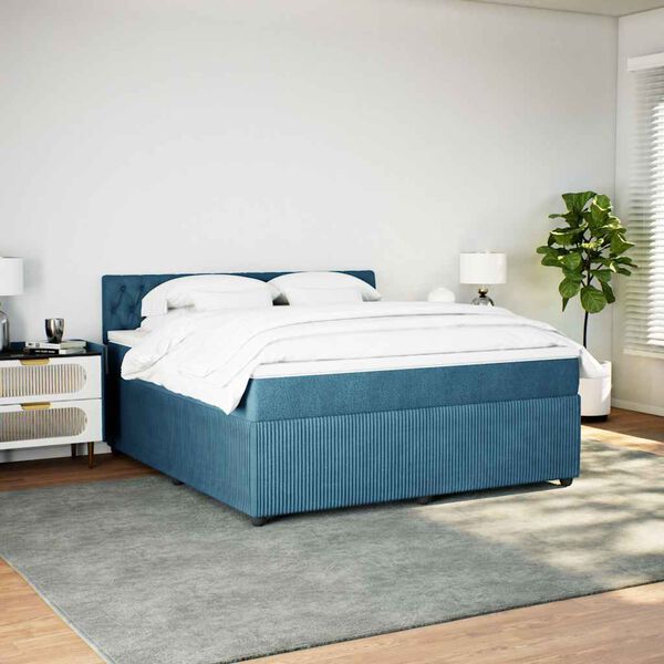 vidaXL Cama box spring con colch&oacute;n terciopelo azul 180x200 cm