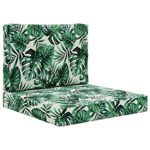 vidaXL Coj&iacute;n para sof&aacute; de exterior 2 pcs Patr&oacute;n de hoja Poli&eacute;ster