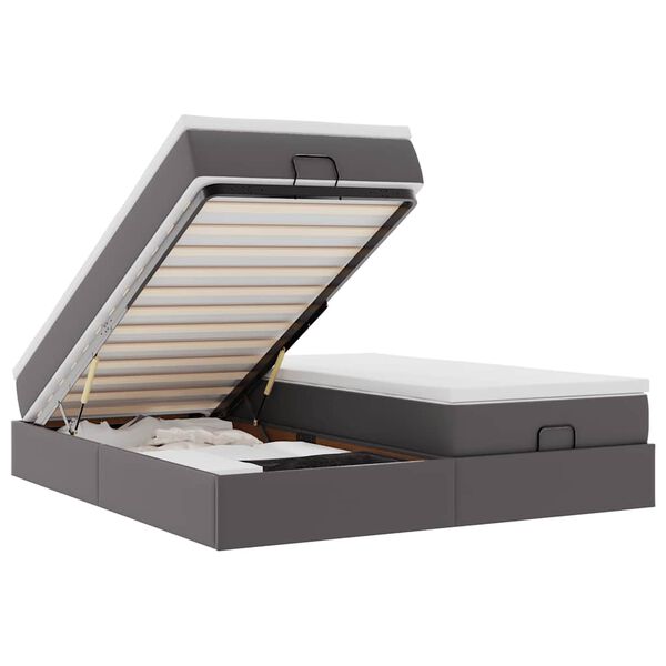 vidaXL Estructura de cama otomana con colchones cuero sint&eacute;tico gris