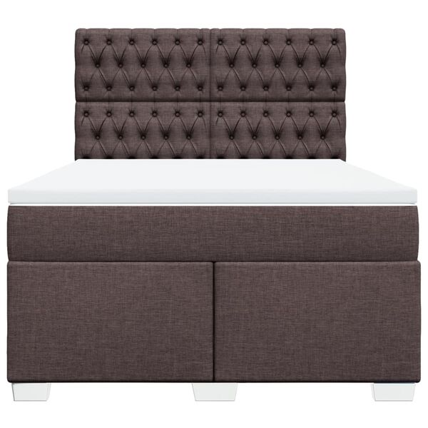 vidaXL Cama box spring con colch&oacute;n tela marr&oacute;n oscuro 160x200 cm
