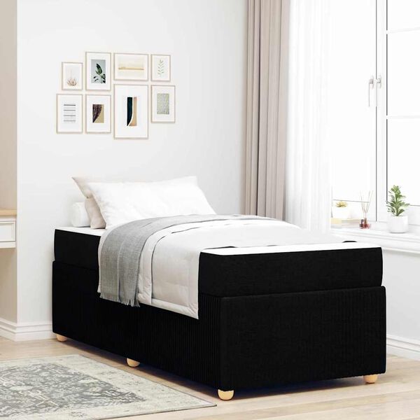vidaXL Estructura de cama con colch&oacute;n Negro 80 x 200 cm tela