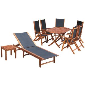 vidaXL Set comedor de jard&iacute;n 9 pzas y cojines madera maciza de acacia