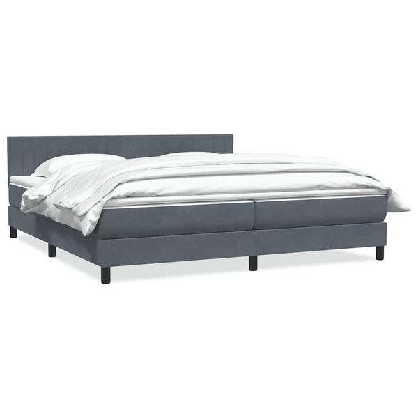 vidaXL Cama box spring con colch&oacute;n terciopelo gris oscuro 180x210 cm