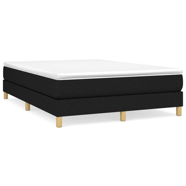 vidaXL Cama box spring con colchón tela negro 140x190 cm