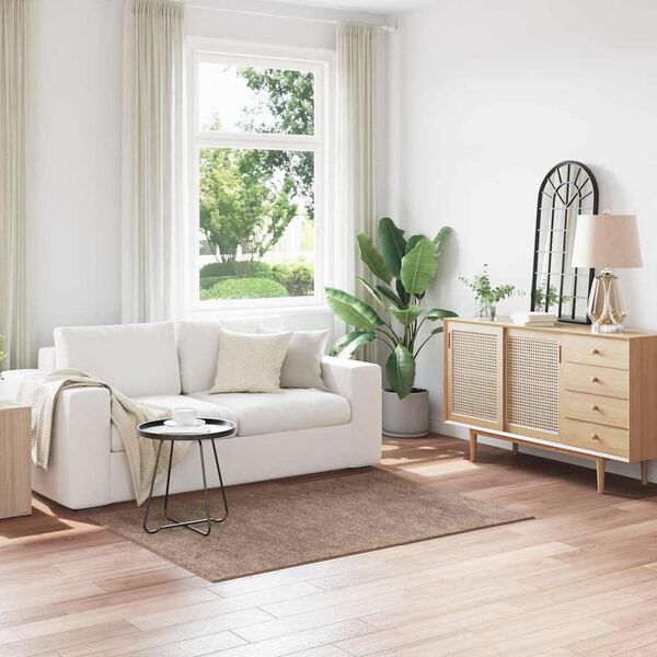 vidaXL Alfombra Shaggy Antideslizante Marr&oacute;n 120 x 170 cm PP