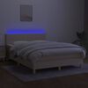 vidaXL Cama box spring colch&oacute;n y luces LED tela crema 140x190 cm