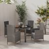 vidaXL Set de comedor de jard&iacute;n 5 pzas y cojines rat&aacute;n sint&eacute;tico gris