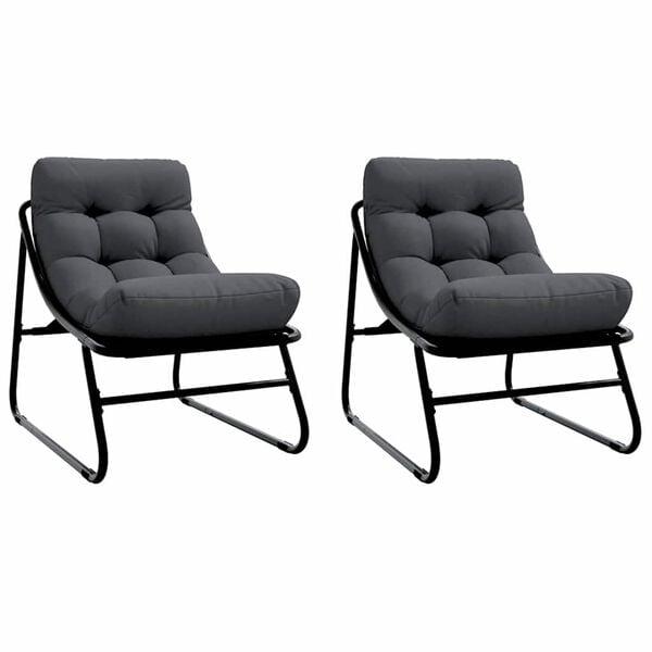 vidaXL Muebles de jard&iacute;n con coj&iacute;n 2 pcs Negro 60,5 x 81 x 71 cm