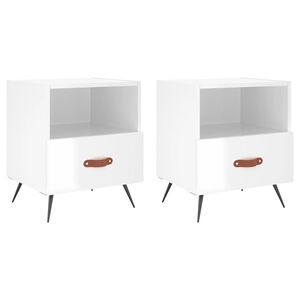 vidaXL Mesita noche 2 uds madera ingenier&iacute;a blanco brillo 40x35x47,5cm