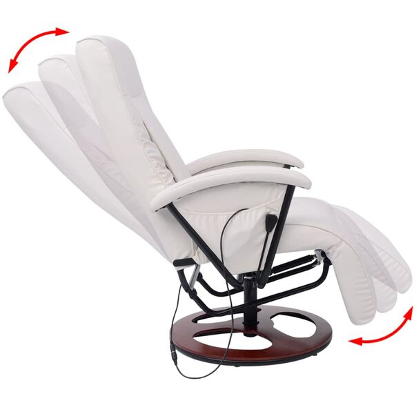 vidaXL Sillón de masaje shiatsu cuero sintético blanco