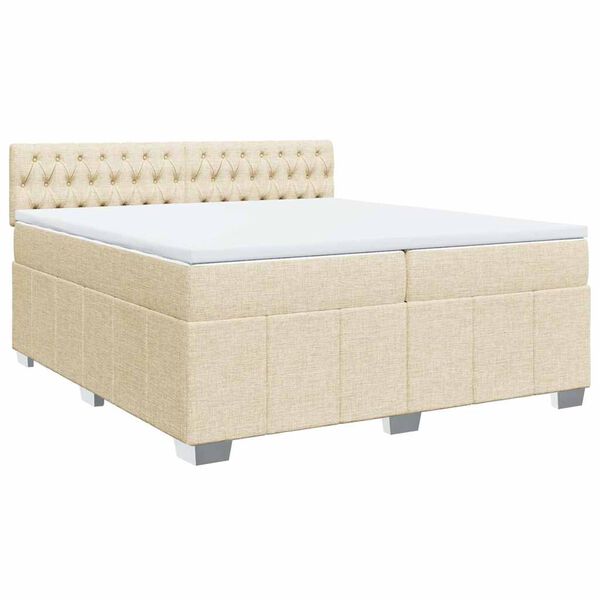 vidaXL Cama box spring con colch&oacute;n tela color crema 200x200 cm