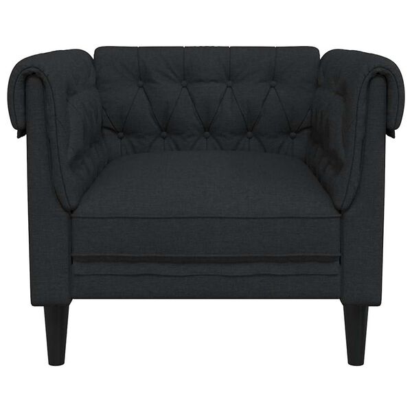 vidaXL Sillón Chesterfield de tela negro
