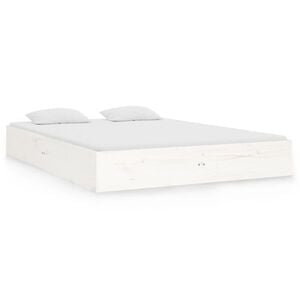 vidaXL Estructura de cama sin colch&oacute;n madera maciza blanco 140x190 cm