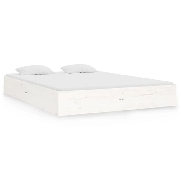 vidaXL Estructura de cama sin colch&oacute;n madera maciza blanco 140x190 cm