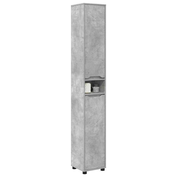 vidaXL Gabinete de Ba&ntilde;o con estante Gris Concreto 30,5 x 30 x 195 cm
