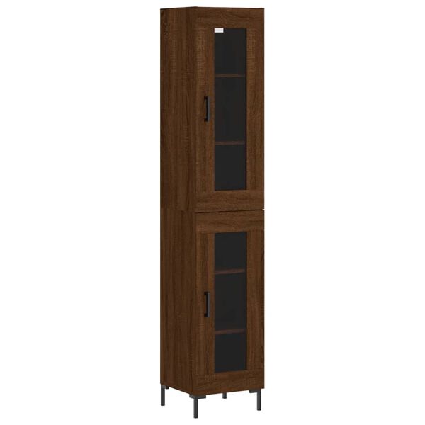 vidaXL Aparador alto madera contrachapada roble marr&oacute;n 34,5x34x180 cm