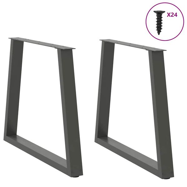 vidaXL Patas para mesa de comedor en forma de V (2 unidades), antracita, 70 x (72-73,3) cm, acero