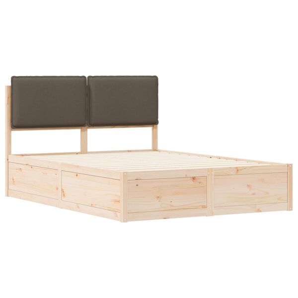 vidaXL Estructura de Cama con Cabecera Tapizada Taup&eacute; 140 x 200 cm