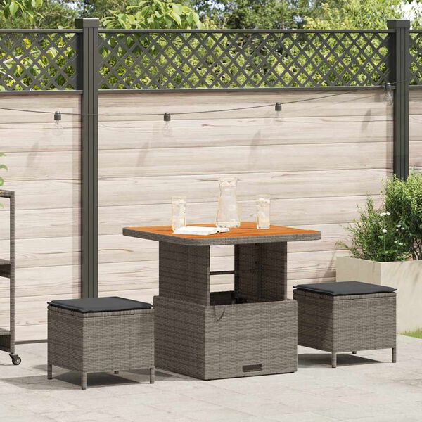 vidaXL Conjunto de Comedor de Jardín Gris Poliratán