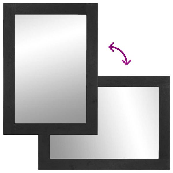 vidaXL Espejo de ba&ntilde;o madera de ingenier&iacute;a y lat&oacute;n negro 50x70x2,5 cm