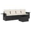vidaXL Set de muebles de jard&iacute;n 5 pzas y cojines rat&aacute;n sint&eacute;tico negro