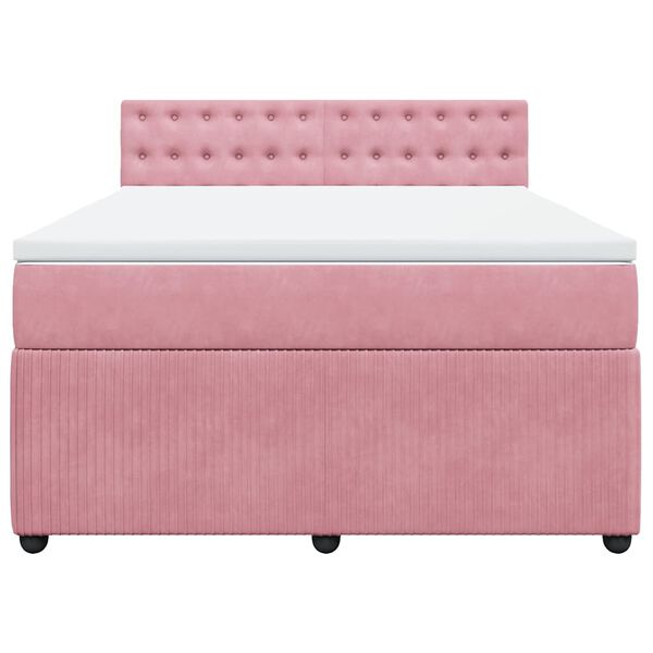 vidaXL Cama box spring con colch&oacute;n terciopelo rosa 140x190 cm
