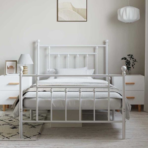 vidaXL Estructura cama sin colchón con estribo metal blanco 100x190 cm