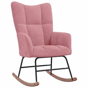 vidaXL Silla mecedora de terciopelo rosa